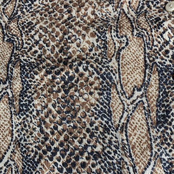AUGUST SILK L Cardigan 100% Silk Long Sleeve Button Up Snake Skin Print Sweater - Picture 5 of 9